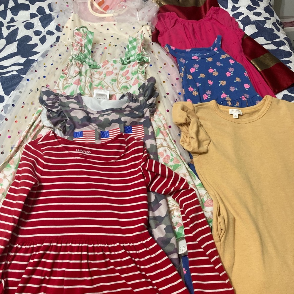 Girls Mixed Dresses Lot - Red, Pink, Blue, Yellow, Cream, Gray
